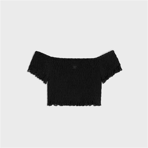 TRIOMPHE CROP TOP IN GAUFFERED SILK.